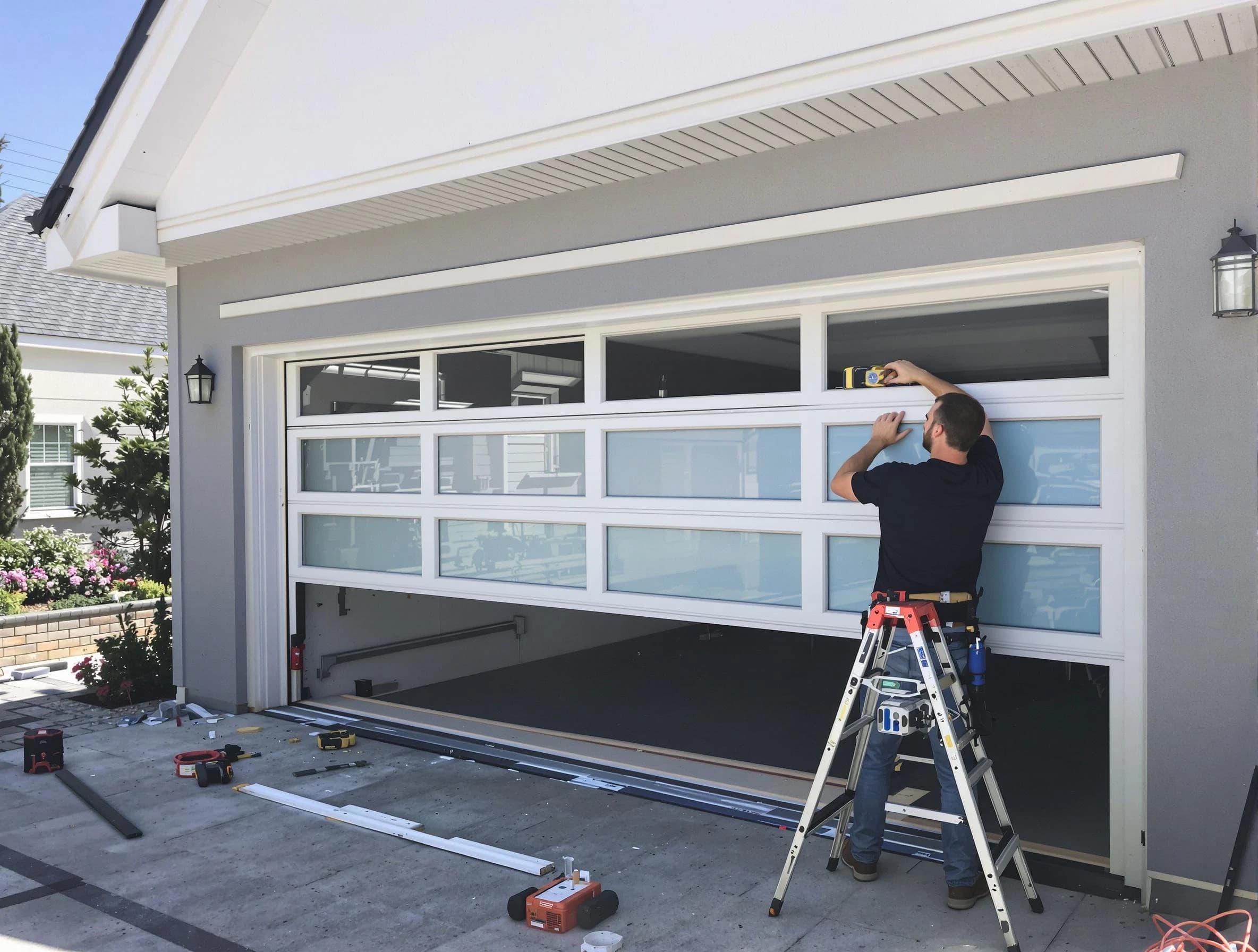 White Bluff Garage Door Repair team performing garage door replacement in White Bluff