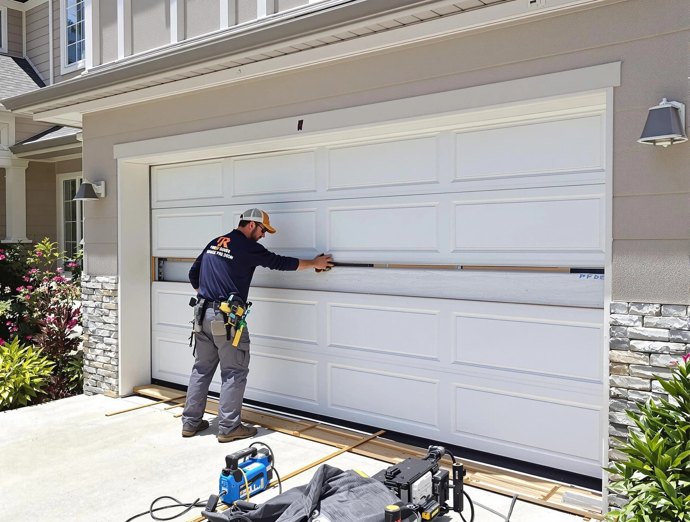 White Bluff Garage Door Repair team performing complete garage door replacement at White Bluff residence