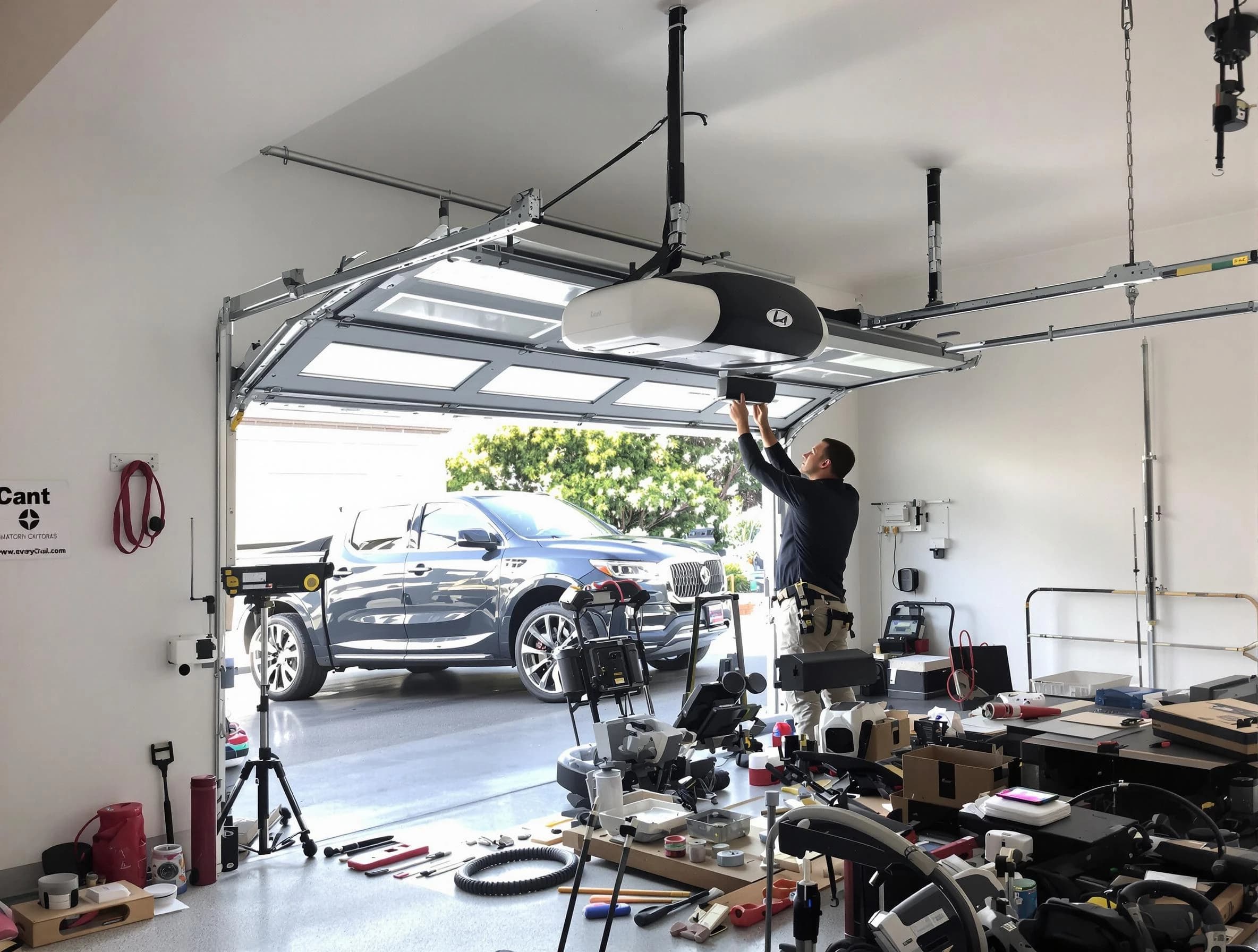 White Bluff Garage Door Repair specialist installing smart garage door opener system in White Bluff home