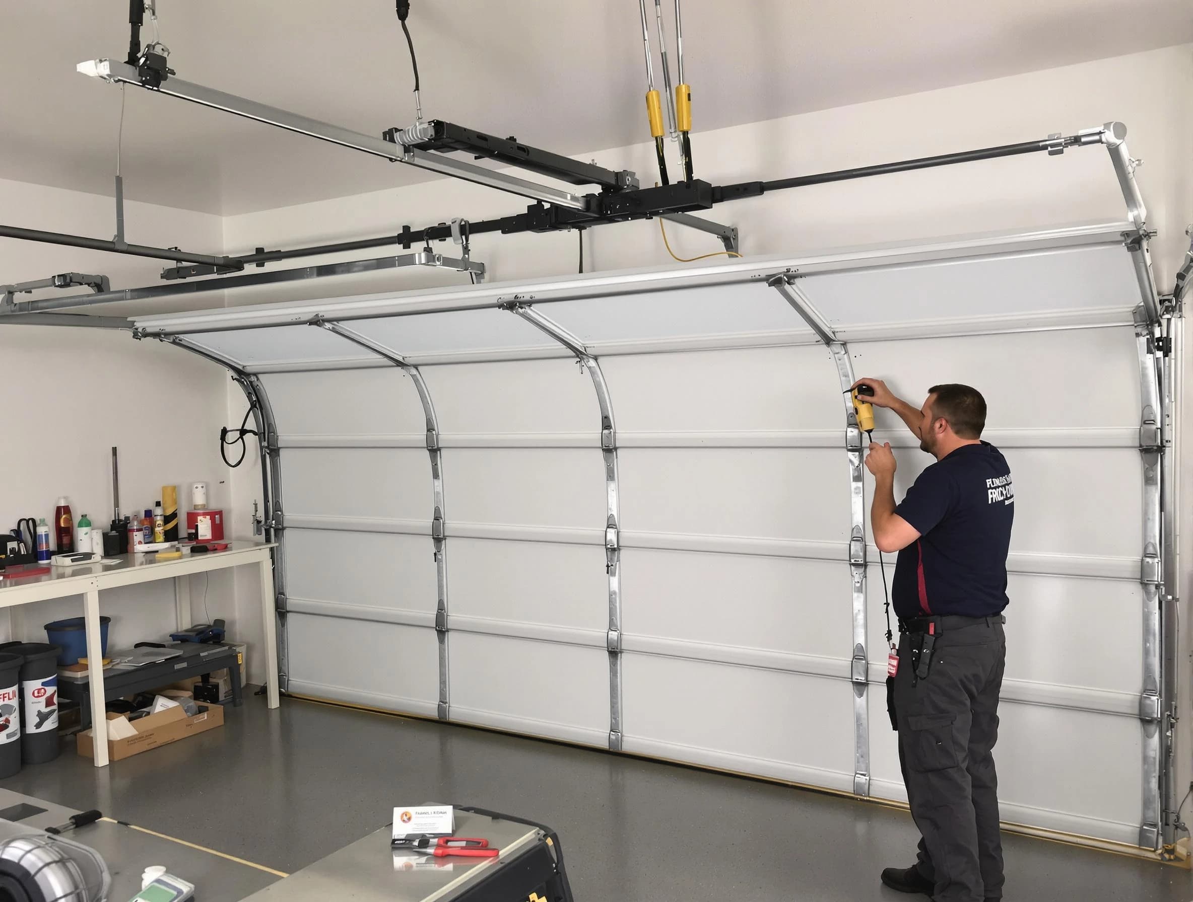 White Bluff Garage Door Repair certified technician performing overhead door system repair in White Bluff
