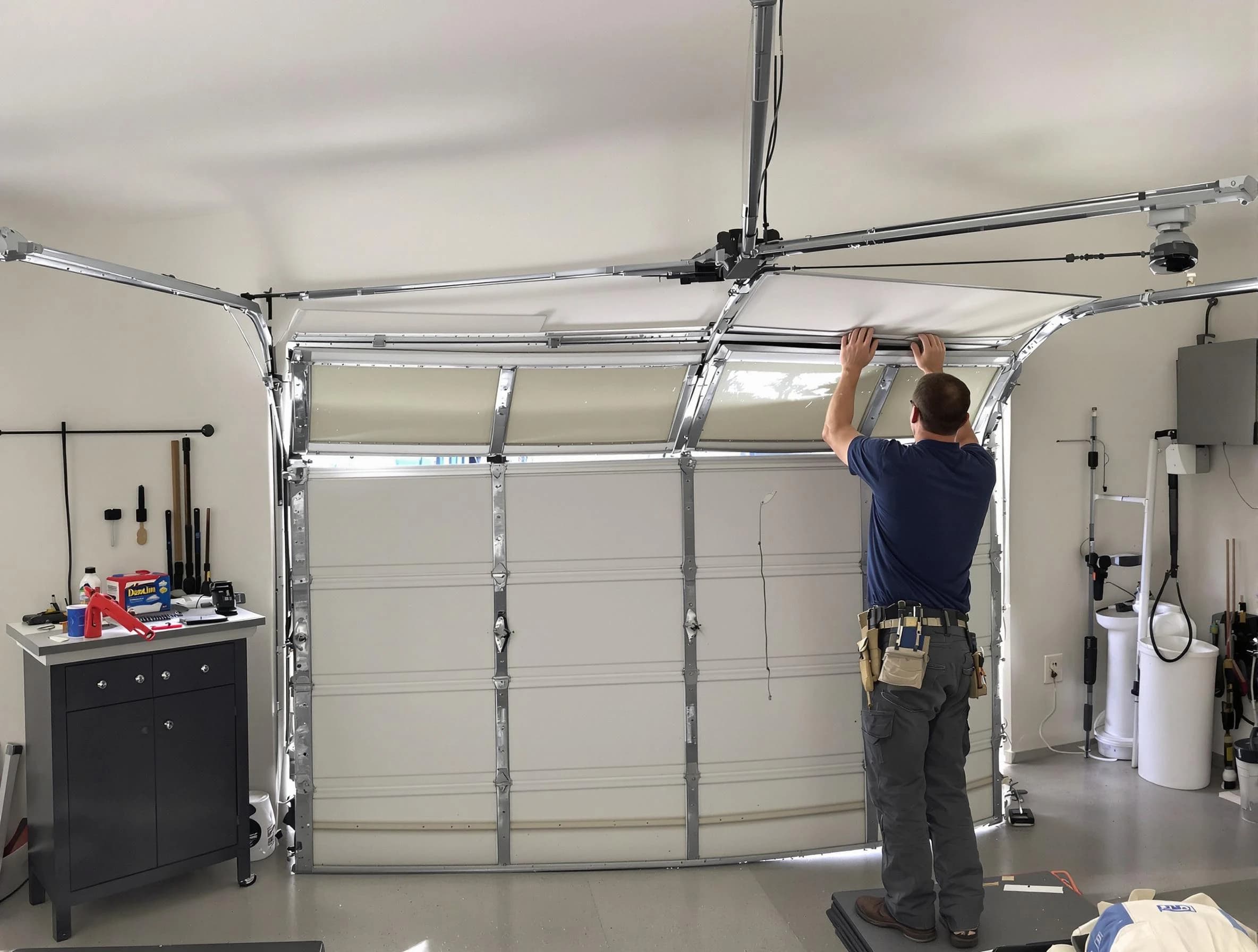 White Bluff Garage Door Repair specialist performing precise section replacement on White Bluff garage door