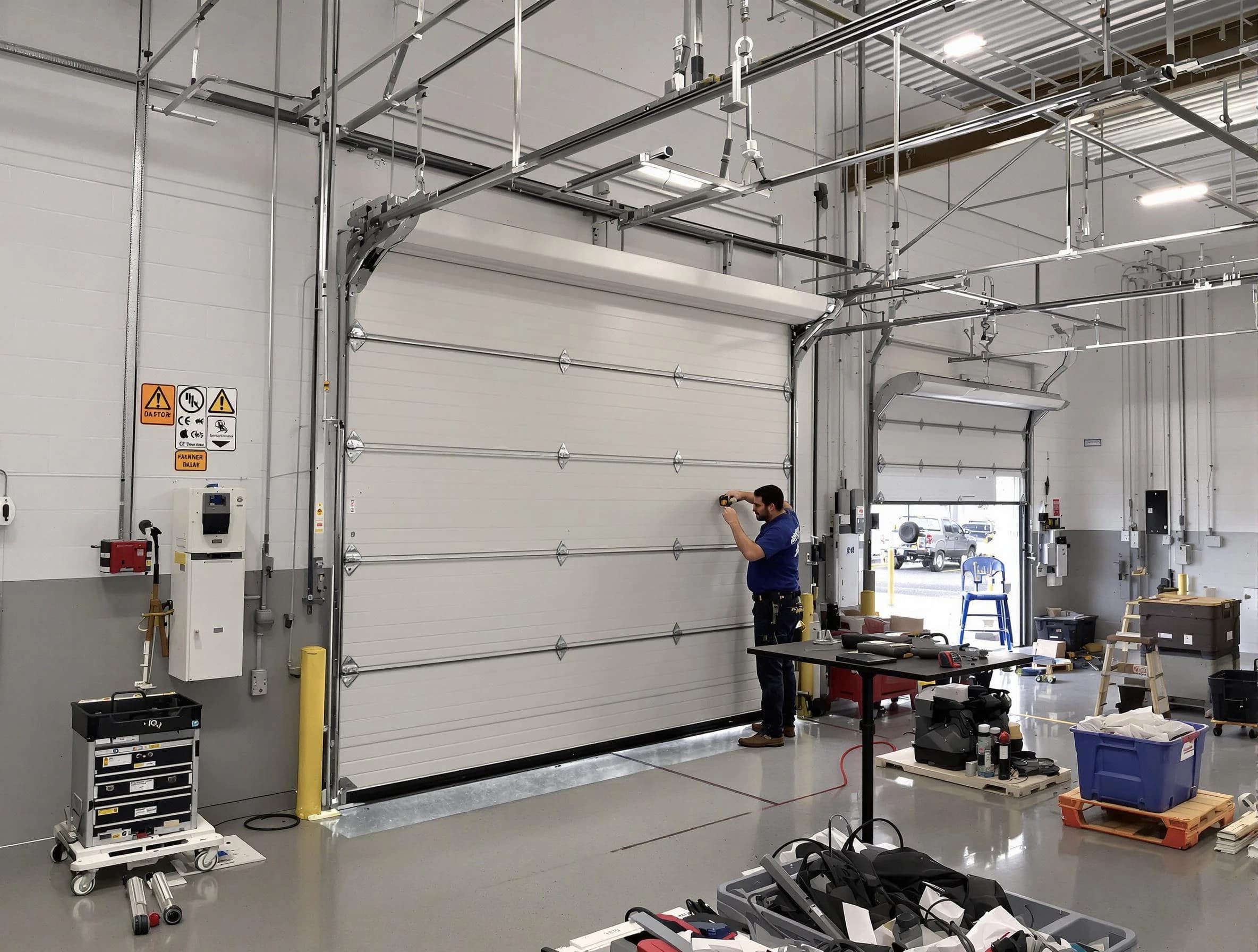 Commercial garage door repair being performed by White Bluff Garage Door Repair expert in White Bluff