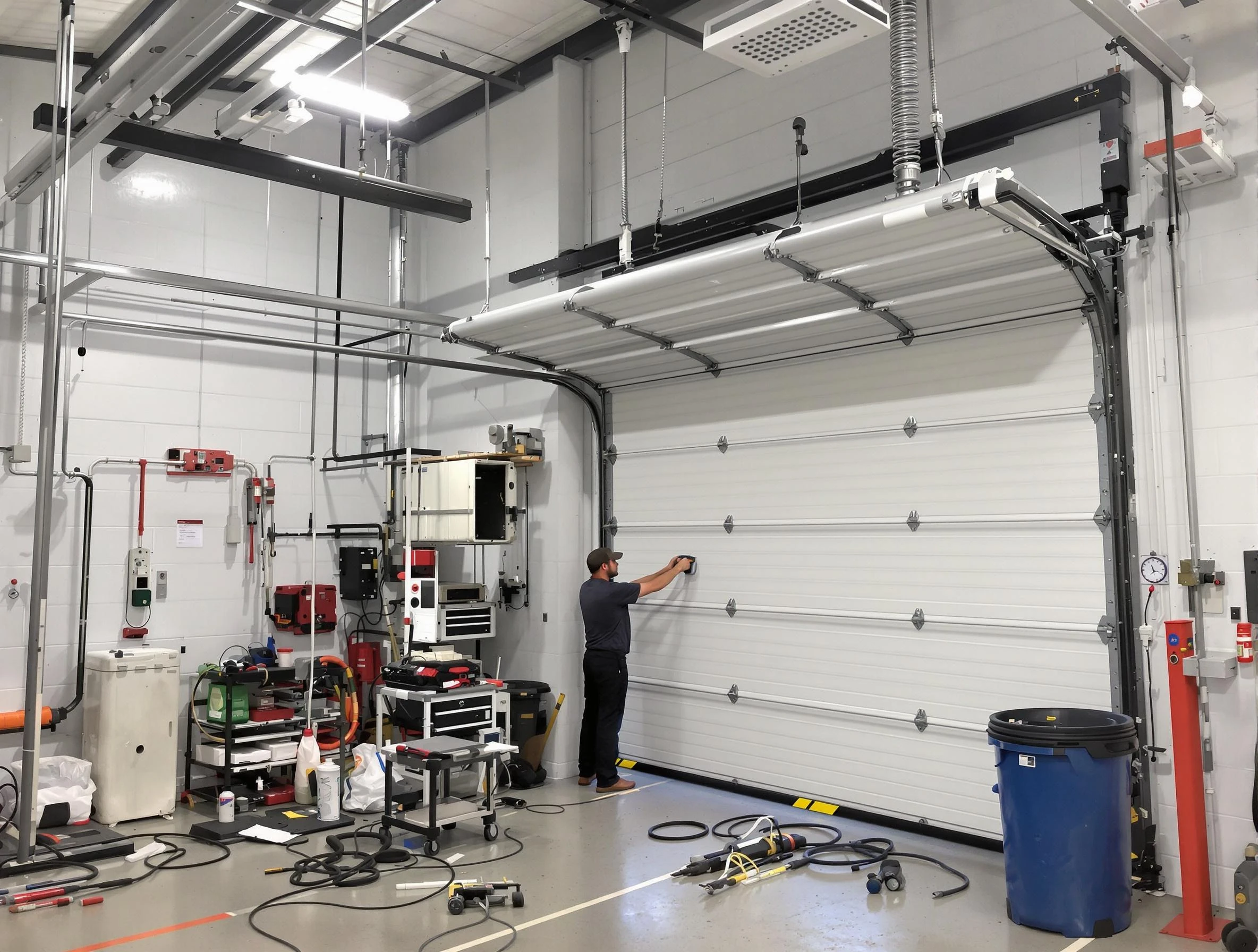 White Bluff Garage Door Repair certified technician performing commercial door repair at a White Bluff business facility