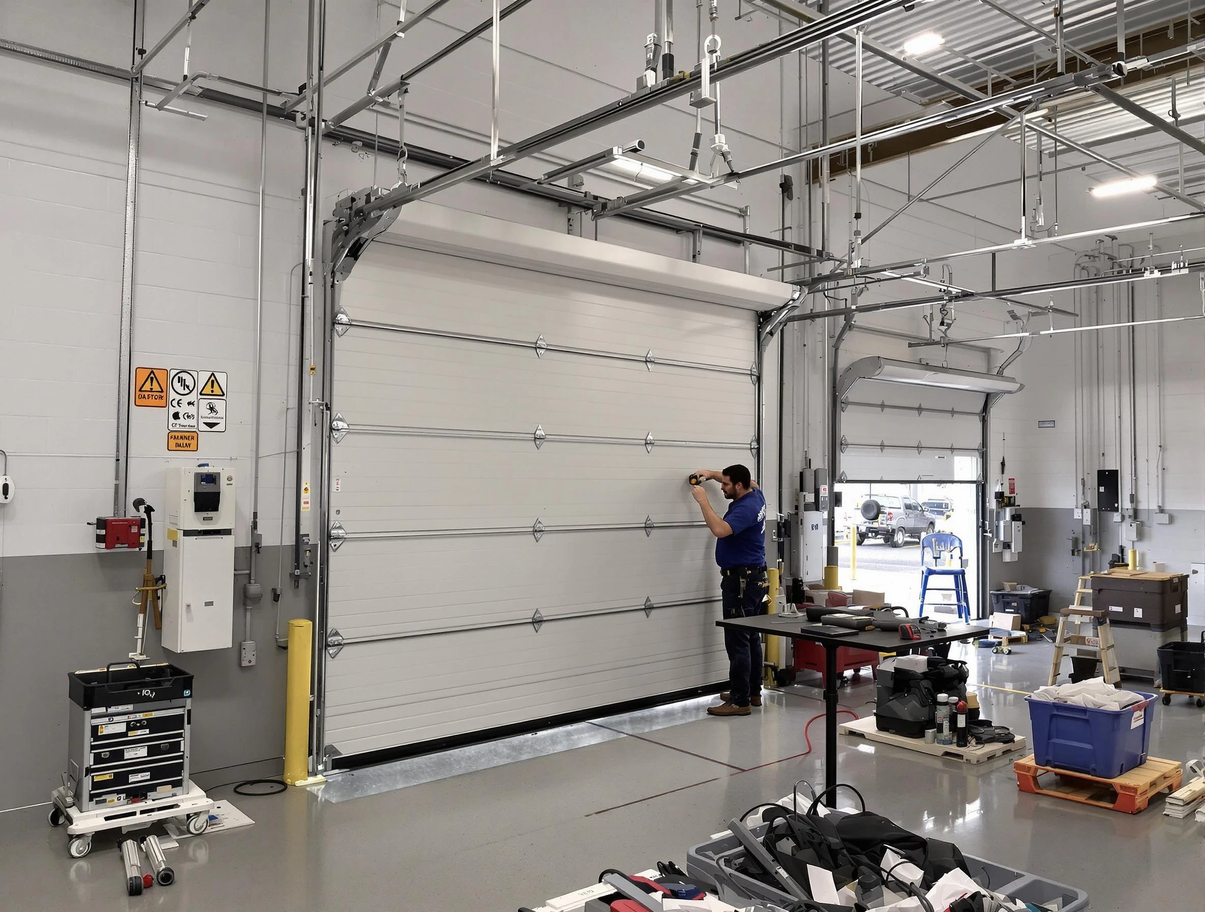 Commercial garage door repair being performed by White Bluff Garage Door Repair expert in White Bluff