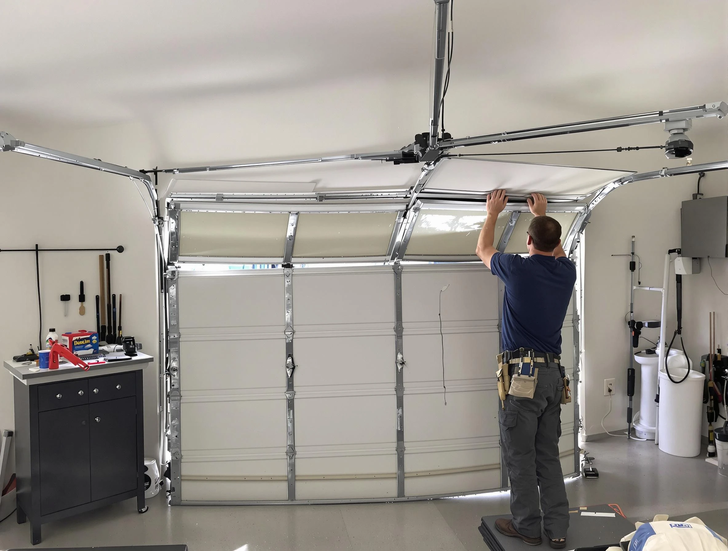 White Bluff Garage Door Repair specialist performing precise section replacement on White Bluff garage door