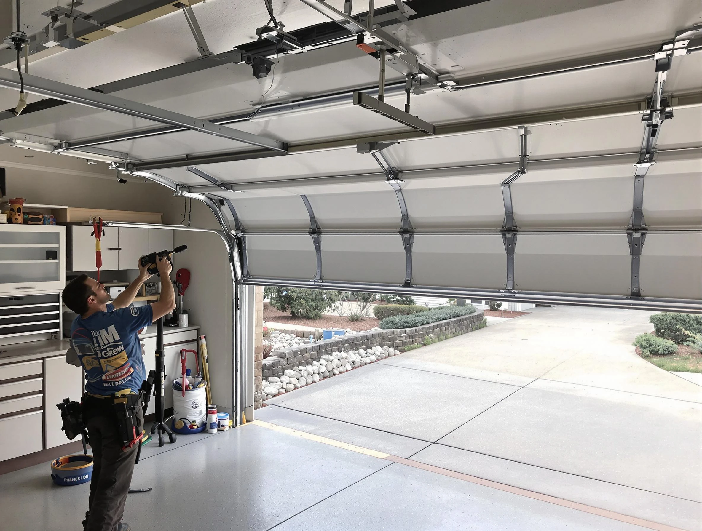 Garage door track repair service by White Bluff Garage Door Repair in White Bluff